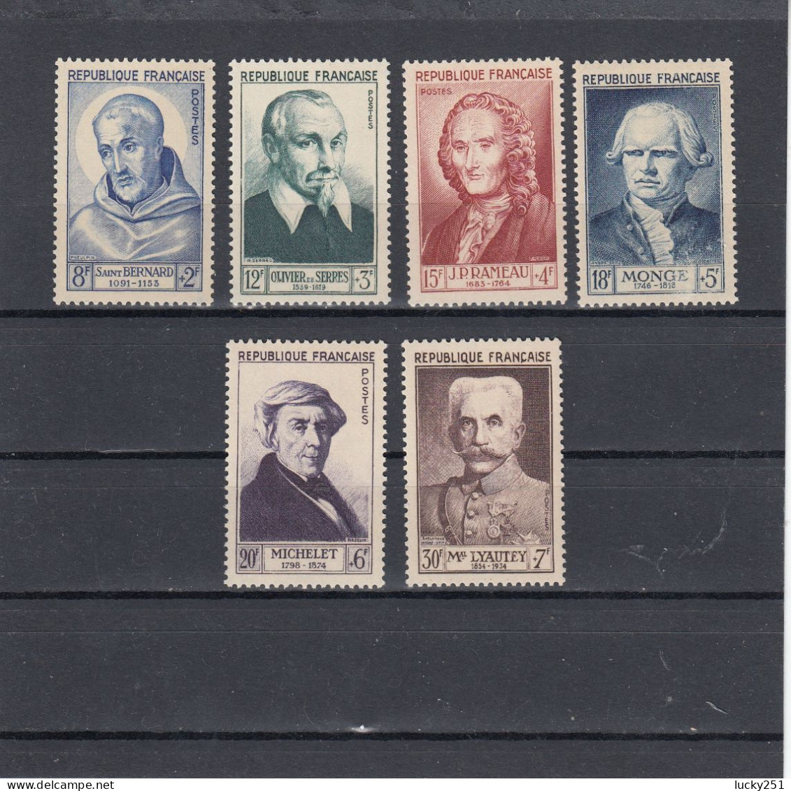 France - Année 1953 - Neuf** - N°YT 945/950A** - Célébrités Du XIIè Au XXè Siècles - Unused Stamps