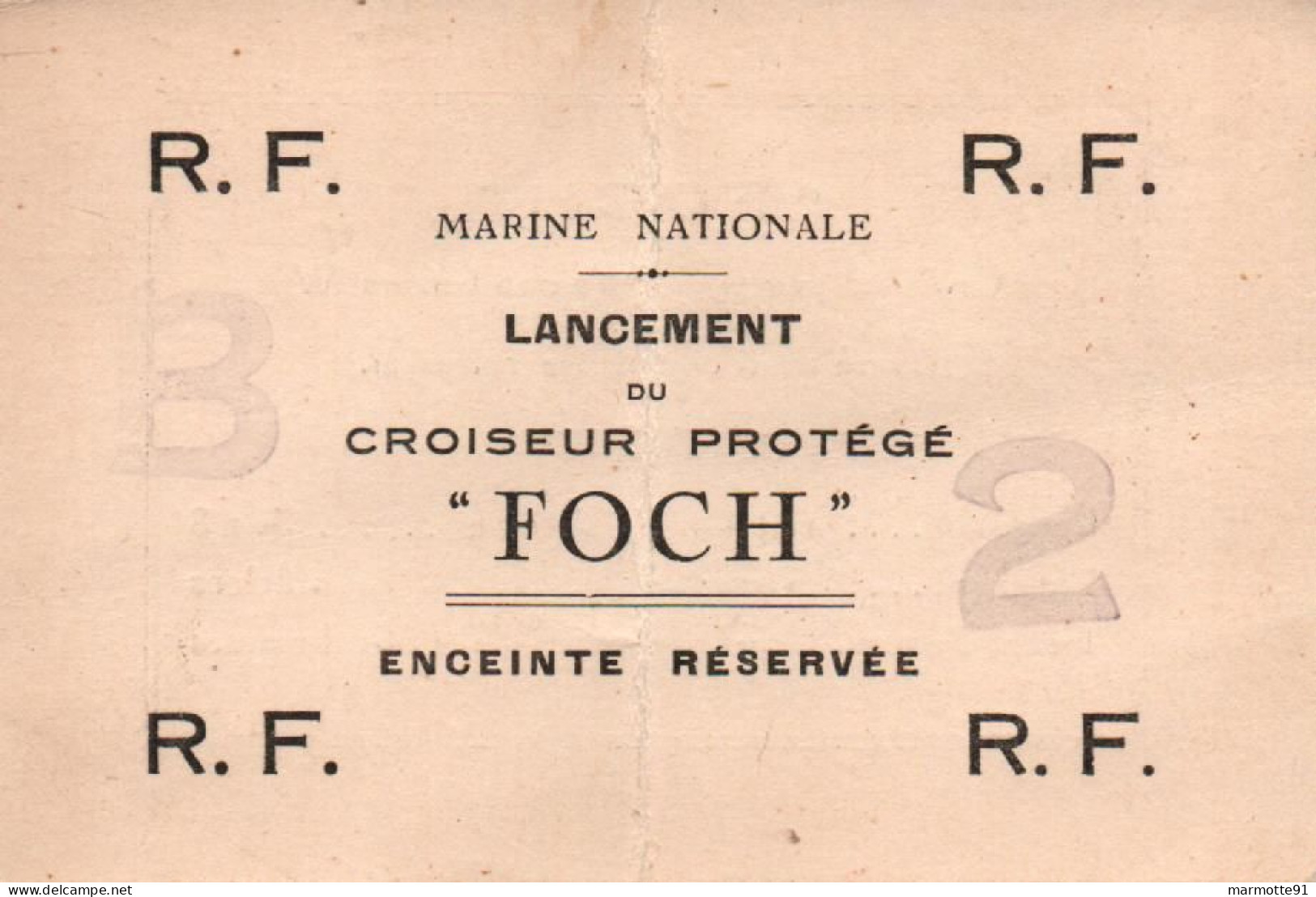 CARTON INVITATION LANCEMENT CROISEUR FOCH MARINE NATIONALE NAVIRE DE GUERRE - Schiffe