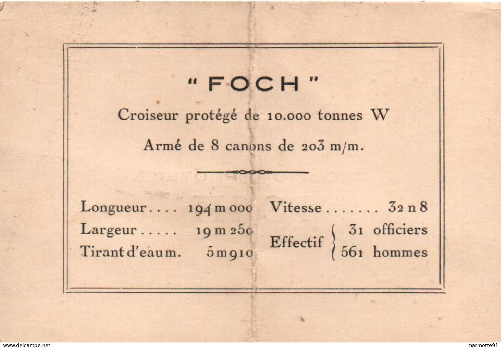 CARTON INVITATION LANCEMENT CROISEUR FOCH MARINE NATIONALE NAVIRE DE GUERRE - Bateaux