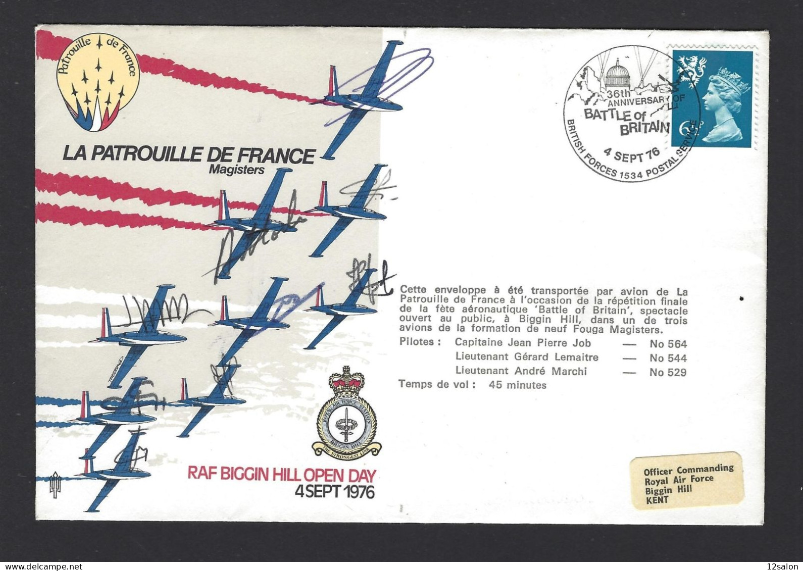 PATROUILLE DE FRANCE 1976 Signature Dédicace Pilote PAF Salon De Provence - Aerei