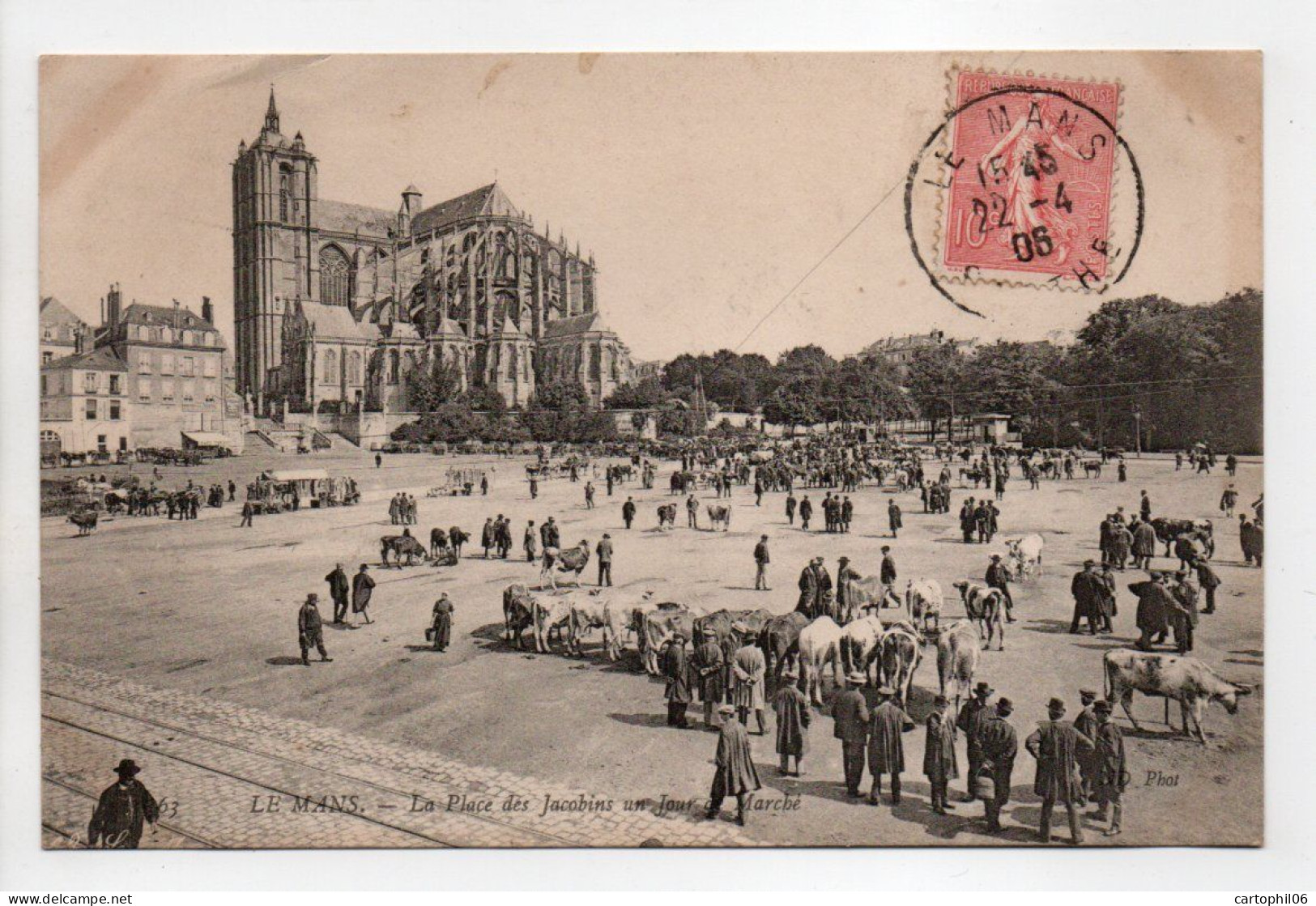 - CPA LE MANS (72) - La Place Des Jacobins Un Jour De Marché 1906 (belle Animation) - Photo Neurdein N° 63 - - Le Mans