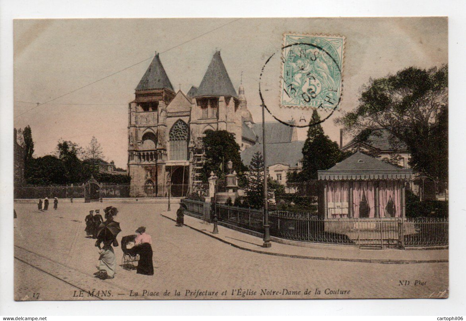 - CPA LE MANS (72) - La Place De La Préfecture Et L'Église Notre-Dame De La Couture 1906 - Photo Neurdein N° 17 - - Le Mans