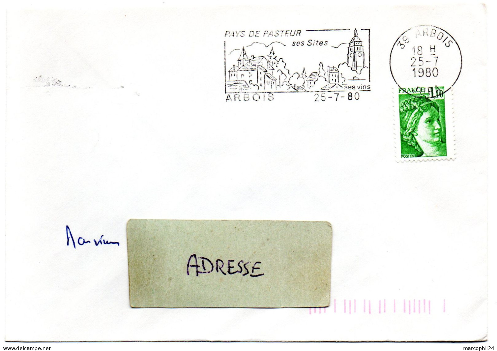 JURA  - Dépt N° 39 = ARBOIS 1980 = FLAMME Type II =  SECAP Illustrée ' Pays De PASTEUR / Sites / Vins' - Louis Pasteur