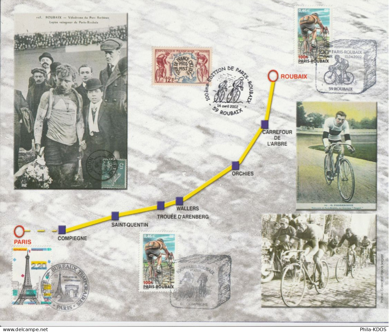 " 100 ème PARIS-ROUBAIX " Sur Feuillet CEF Spécial 1er Jour N°té De 2002. Voir Les Scans. Parfait état. FDC A SAISIR ! - Wielrennen