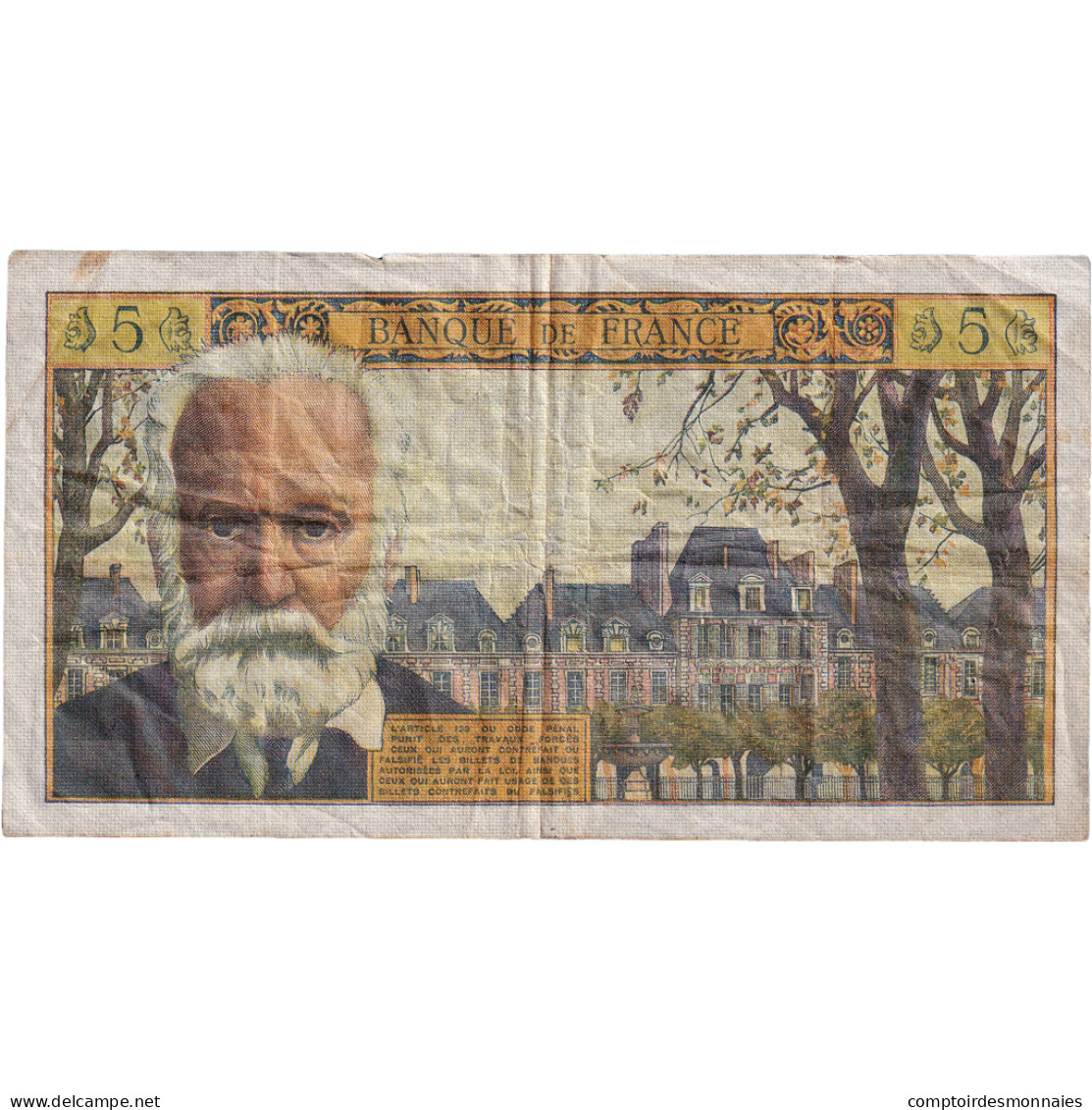 France, 5 Nouveaux Francs, Victor Hugo, 1961, L.54, TB+, Fayette:56.7, KM:141a - 5 NF 1959-1965 ''Victor Hugo''