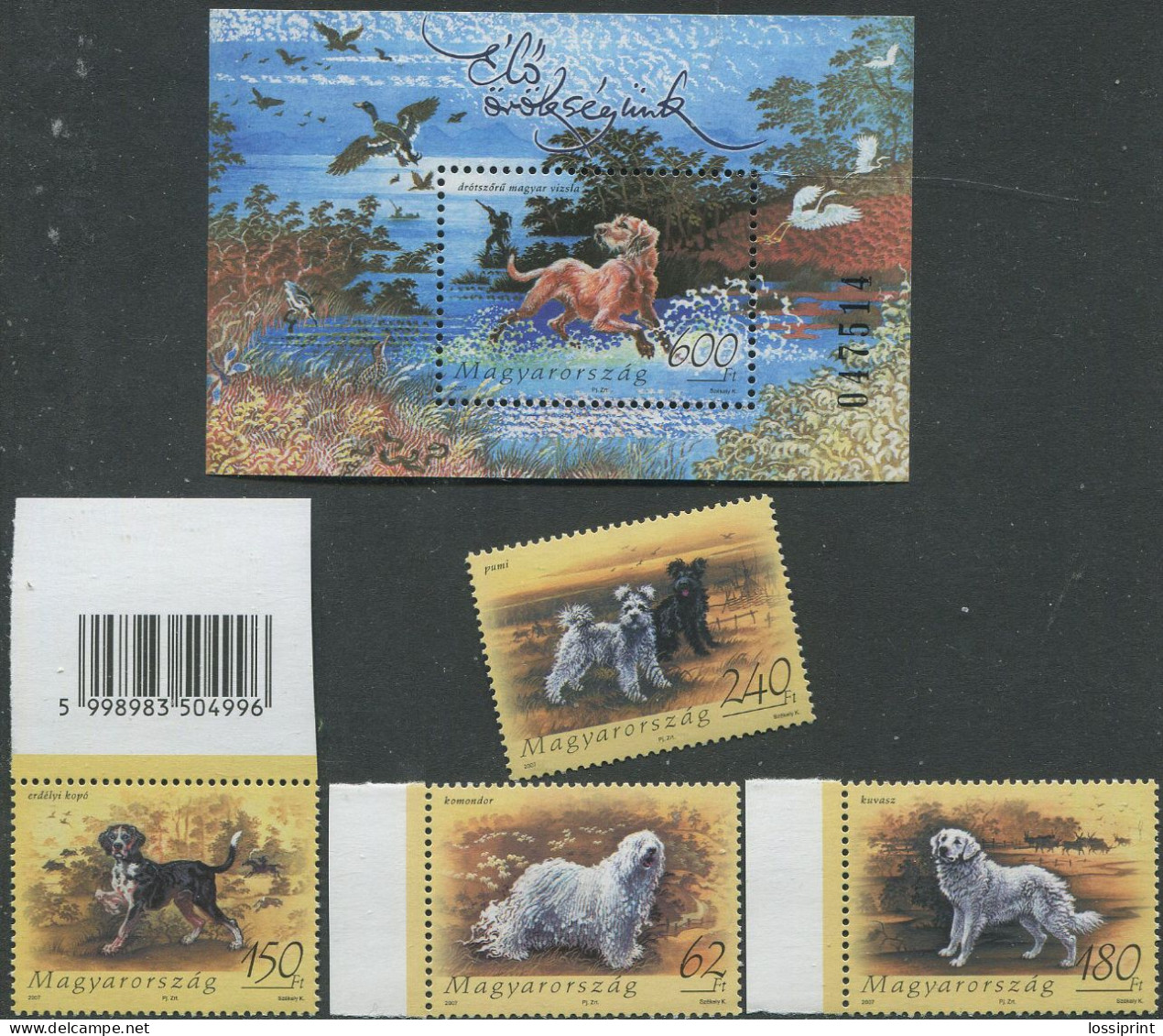 Hungary:Unused Stamps Serie And Block Dogs, 2007, MNH - Ongebruikt