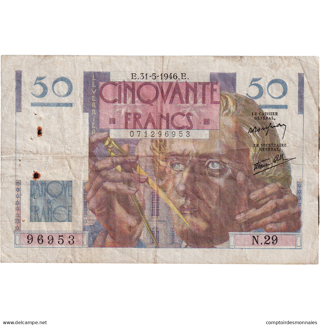 France, 50 Francs, Le Verrier, 1946, N.29, TB+, Fayette:20.5, KM:127a - 50 F 1946-1951 ''Le Verrier''