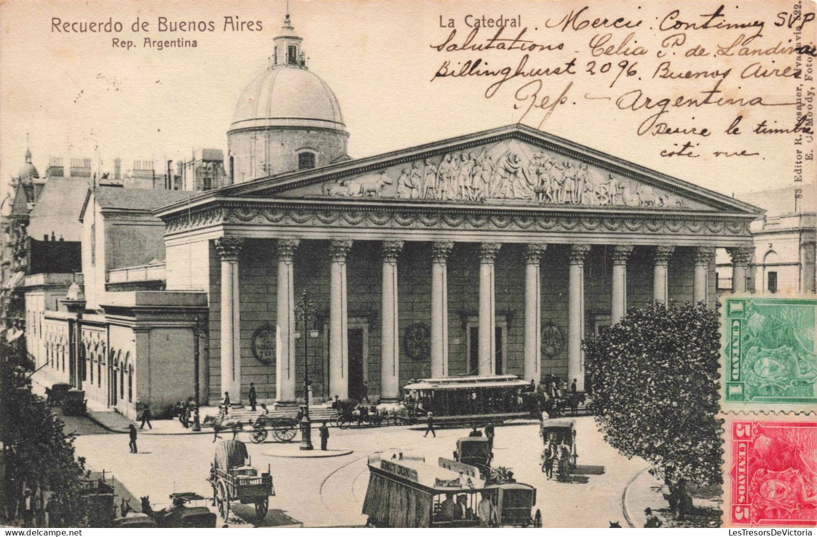 Argentine - Recuerdo De Buenos Aires - La Catedral - Animé - Carte Postale Ancienne - Argentinië