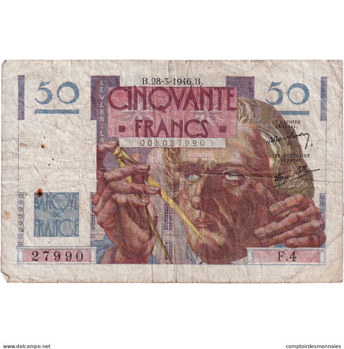 France, 50 Francs, Le Verrier, 1946, F.4, TB+, Fayette:20.2, KM:127a - 50 F 1946-1951 ''Le Verrier''