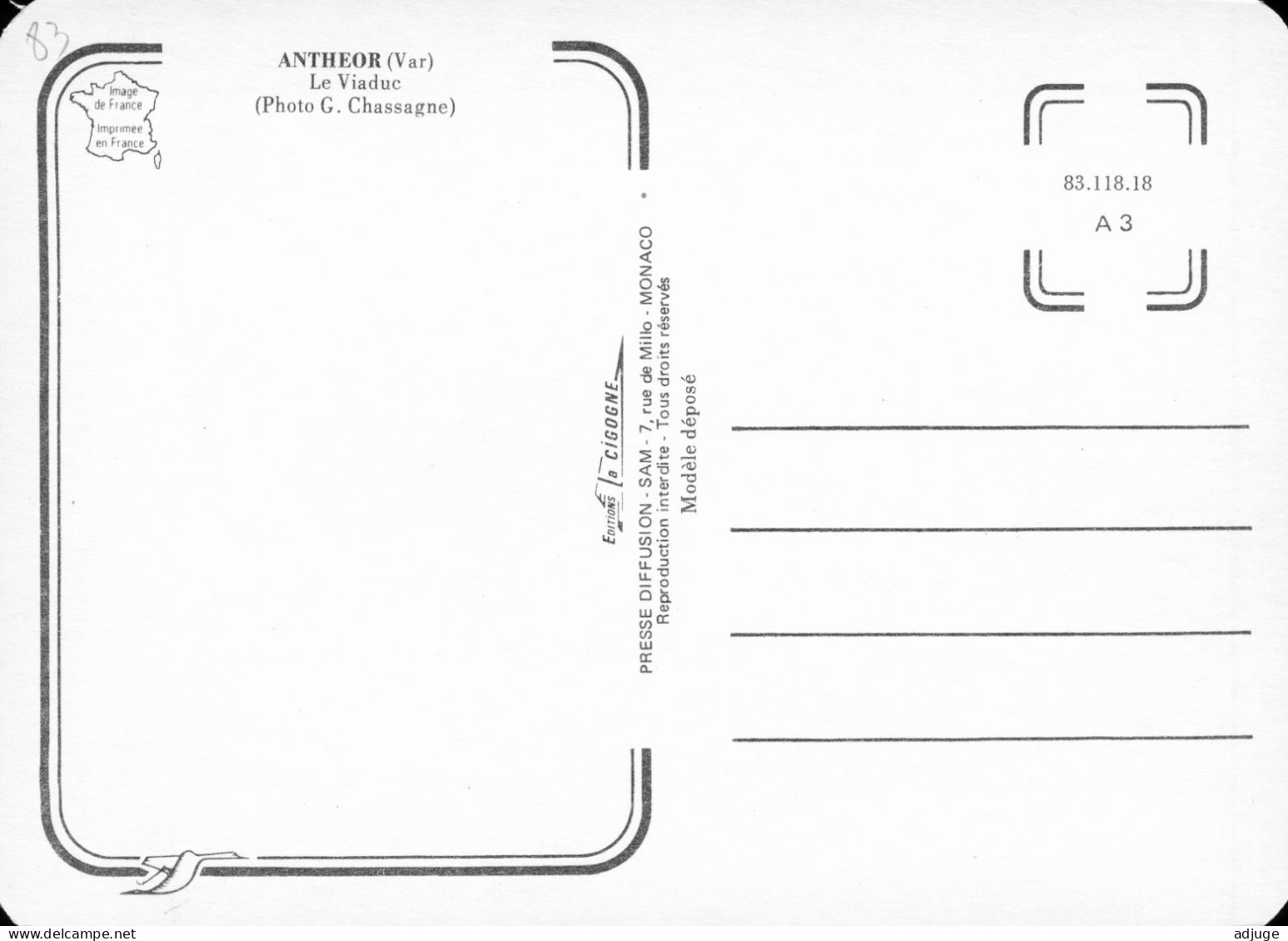 CPM-83- ANTHÉOR - Le Viaduc - Vue Aérienne - Photo D'art C. Chassagne* TBE * 2 Scans - Antheor