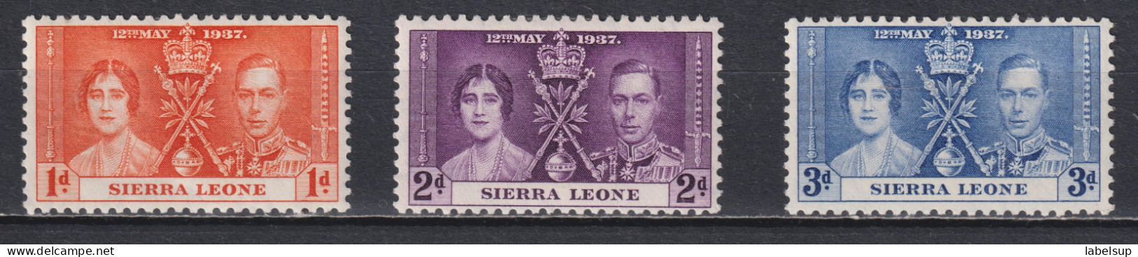 Timbres Neufs* De Sierra Leone De 1937 N° 155 à 157 MH - Sierra Leone (...-1960)