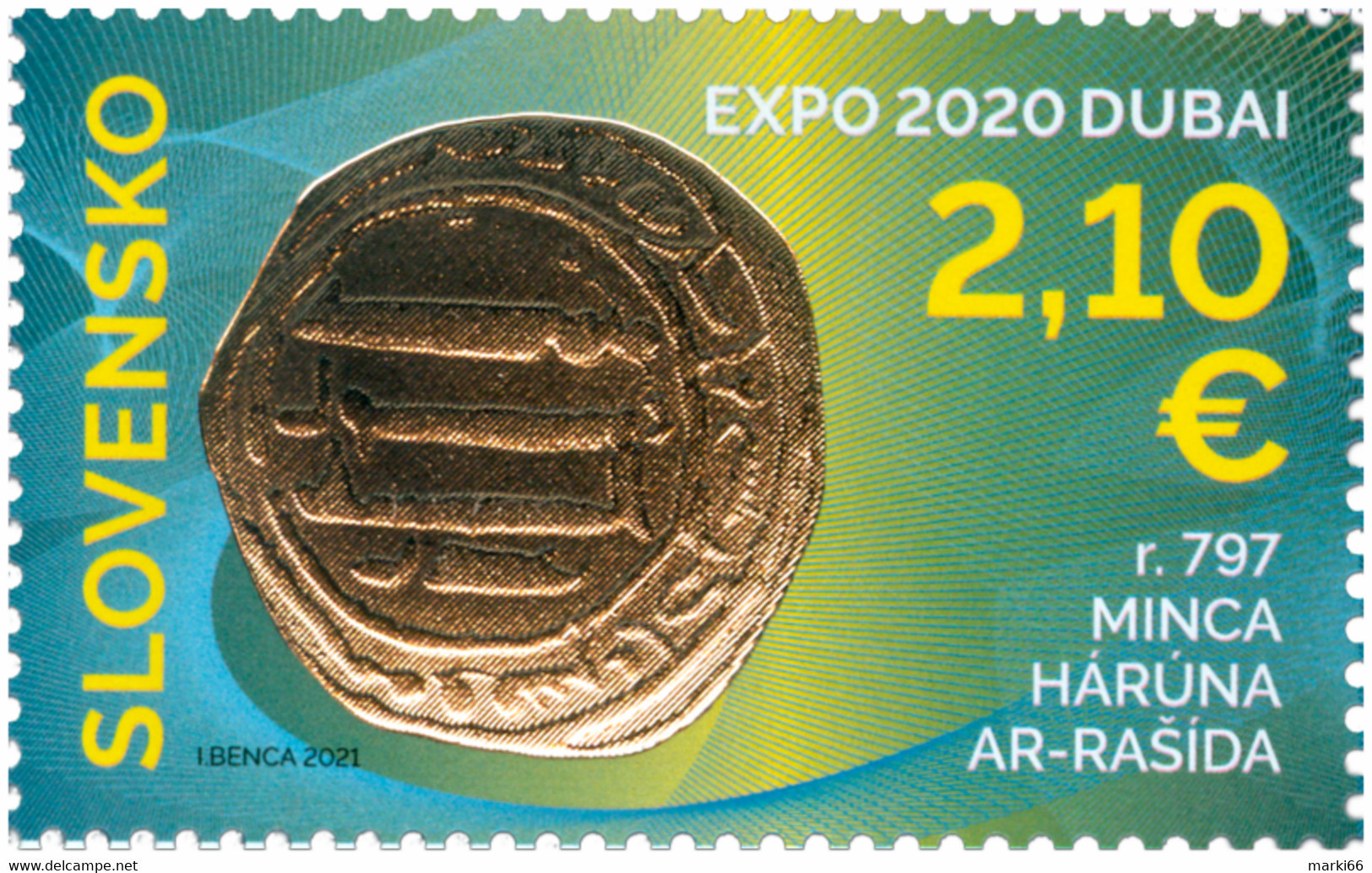 Slovakia - 2022 - World Exhibition EXPO 2020 Dubai - Harun Al-Rashid Coin - Mint Stamp With Nano Relief Embossing - Ongebruikt