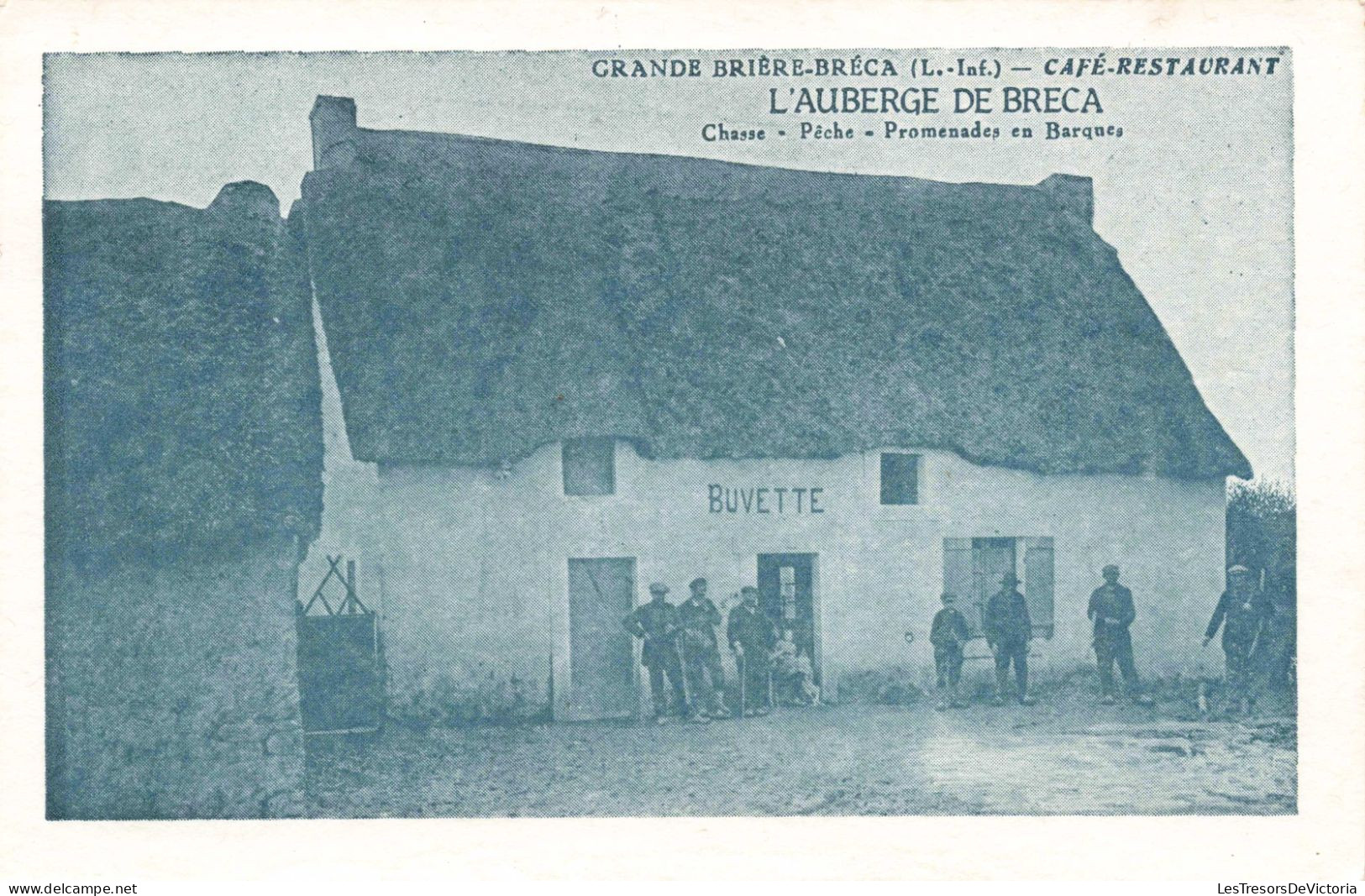 Café - Grande Brière Bréca - Café Restaurant - L'auberge De Breca - Animé - Publicité - Carte Postale Ancienne - Cafes