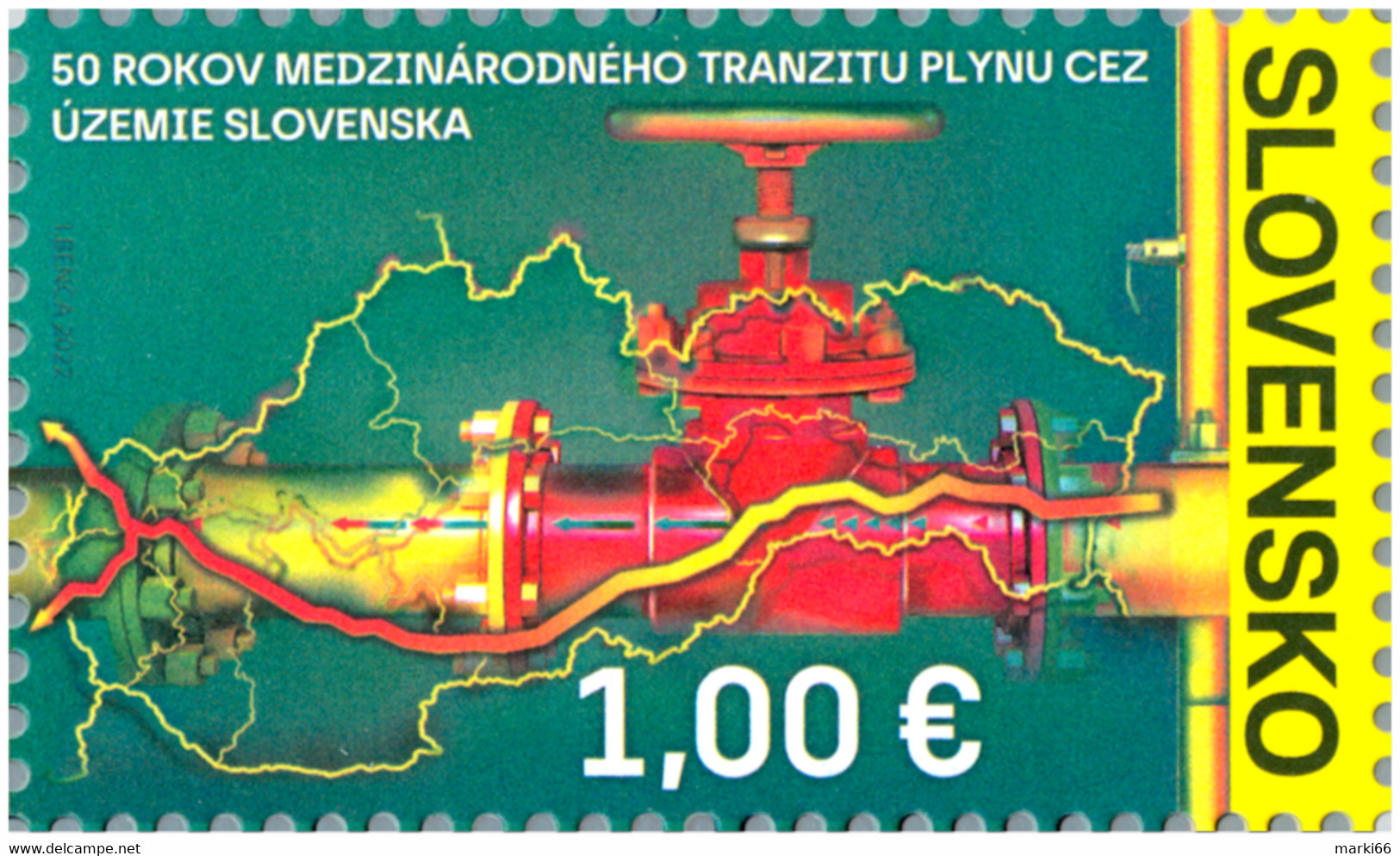 Slovakia - 2022 - International Gas Transit System In Slovakia - 50th Anniversary - Mint Stamp - Unused Stamps