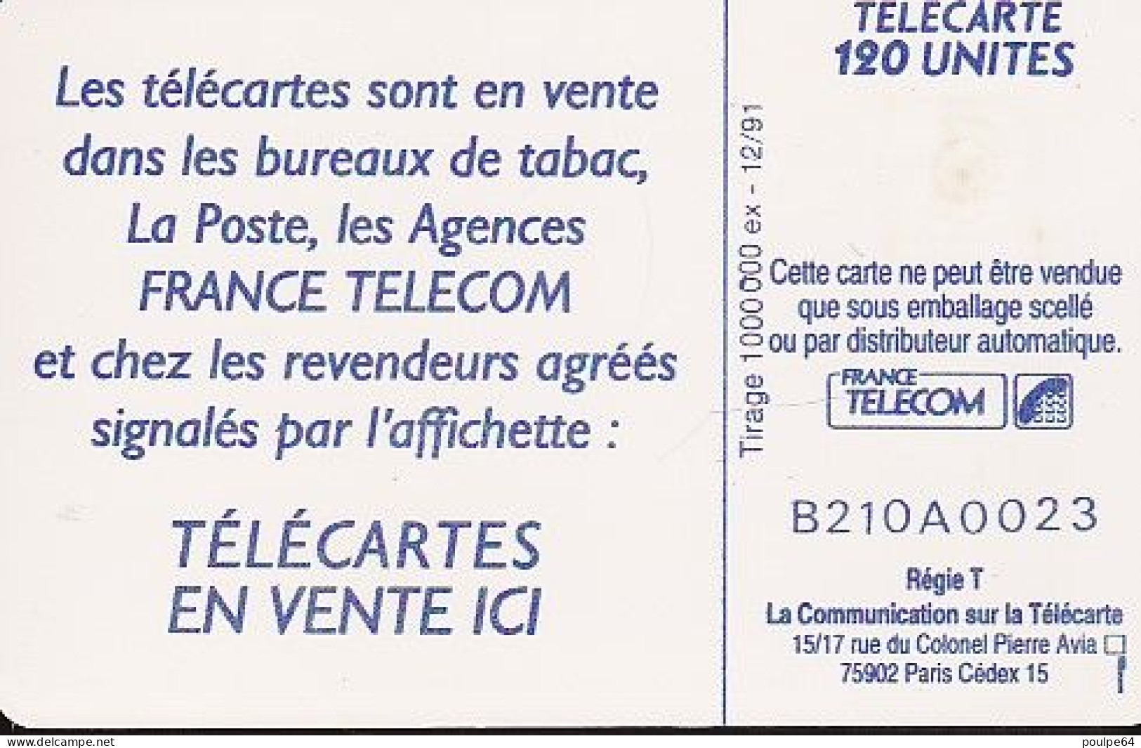 F240a - 12/1991 - VOS PASSIONS ONT LA PAROLE - 50 GEM (sans Cadre Autour Du N° De Série) - 1991