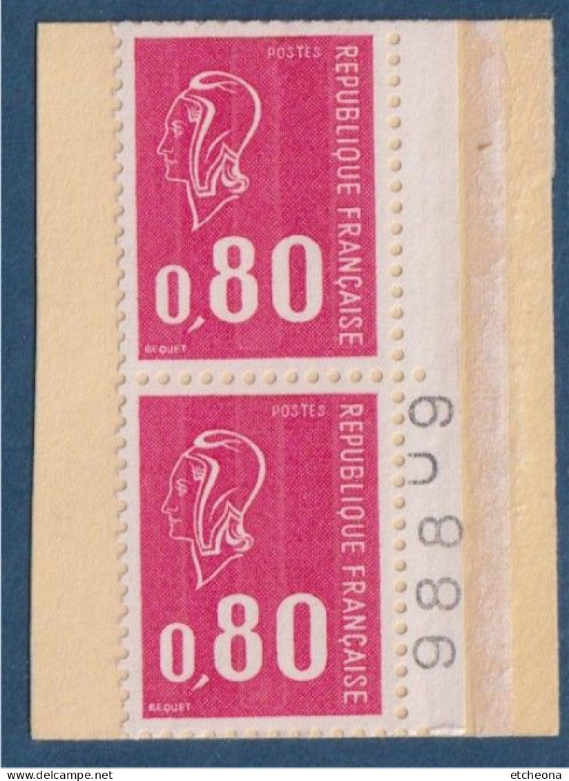 Marianne De Béquet N°1816 Paire Verticale De Carnet Neuf Phosphore Numéroté 98809 Et Couverture Partielle - 1971-1976 Marianne (Béquet)