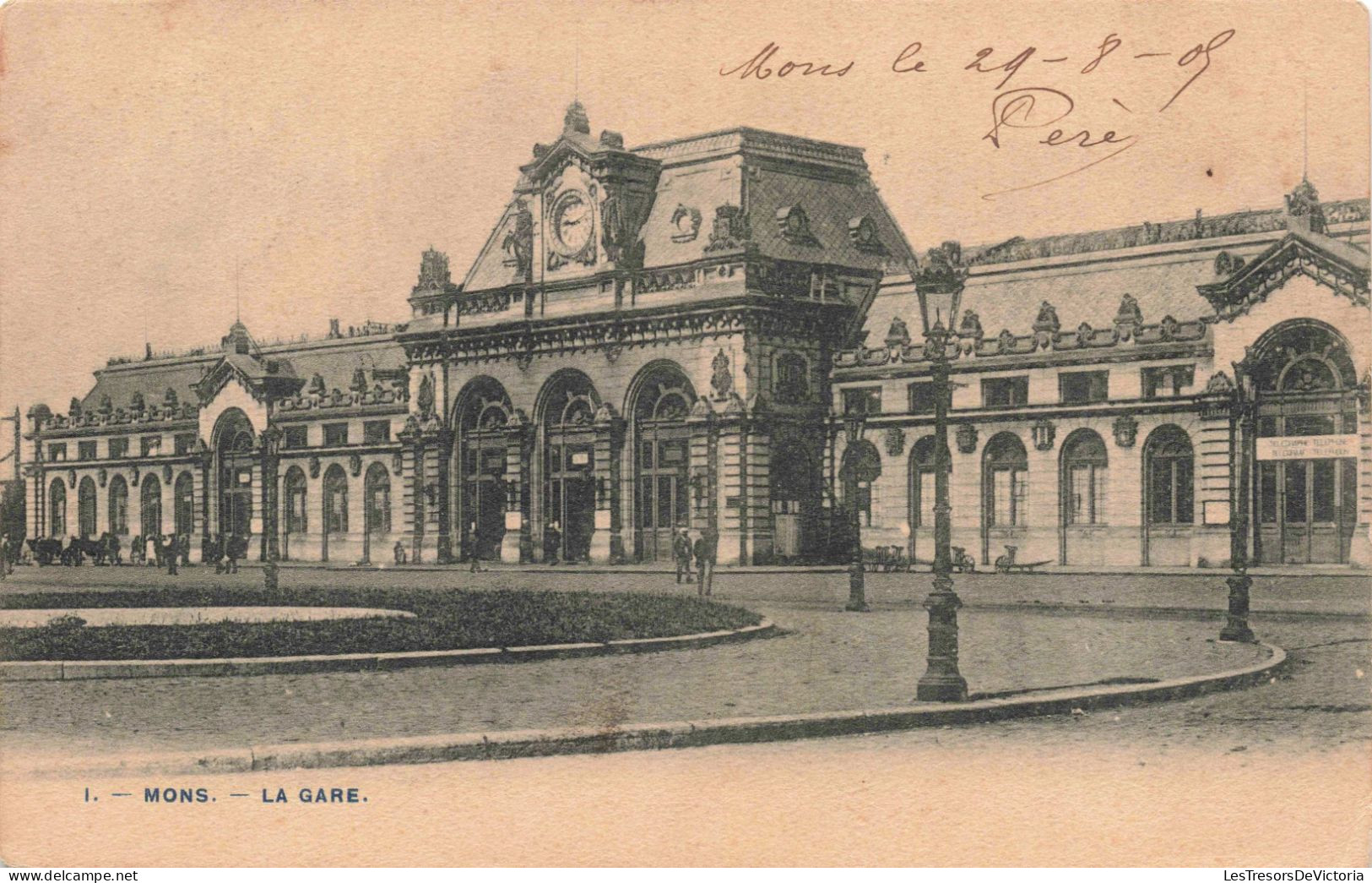 Belgique - Mons - La Gare - Animé - Scattens -  Carte Postale Ancienne - Mons