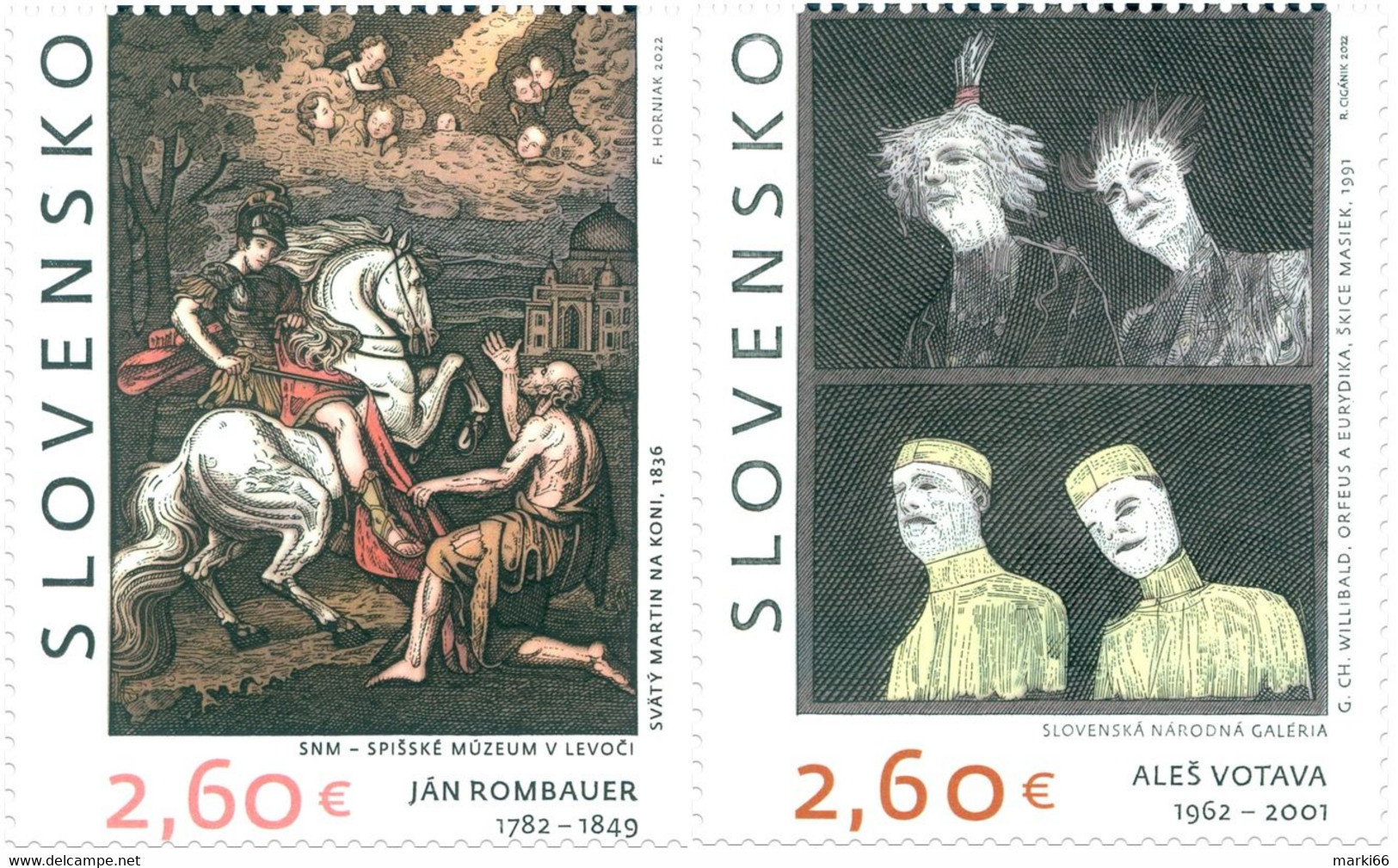 Slovakia - 2022 - Art On Stamps - Jan Rombauer And Ales Votava - Mint Stamp Set - Unused Stamps