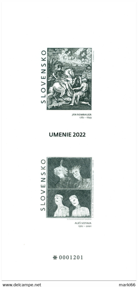 Slovakia - 2022 - Art On Stamps - Jan Rombauer And Ales Votava - Numbered Stamp Proof (blackprint) - Lettres & Documents