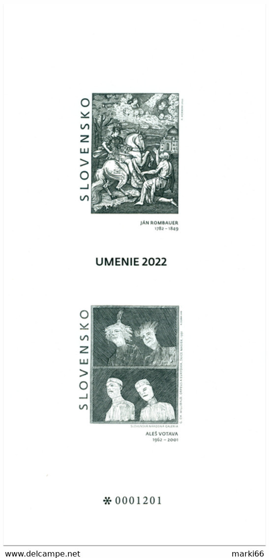 Slovakia - 2022 - Art On Stamps - Jan Rombauer And Ales Votava - Numbered Stamp Proof (blackprint) - Cartas & Documentos