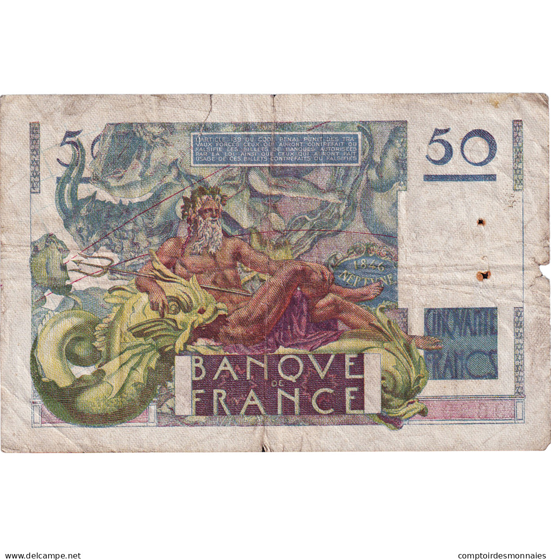 France, 50 Francs, 1947, Z.81, TB+, Fayette:20.9, KM:127b - 50 F 1946-1951 ''Le Verrier''