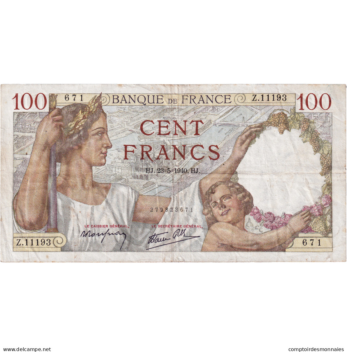 France, 100 Francs, Sully, 1940, Z.11193, TB+, Fayette:26.30, KM:94 - 100 F 1939-1942 ''Sully''