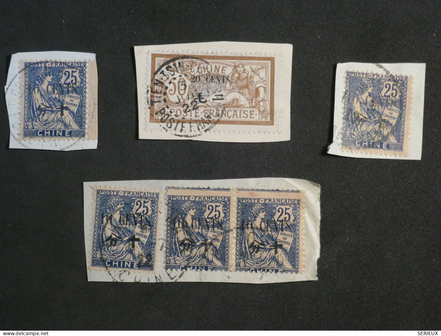 DD19 CHINA BUREAUX FRANCAIS  .  LOT  SUR FRAGMENTS   LETTRE  ENV. 1907   +AFFRANCH. INTERESSANT+++ - Usados