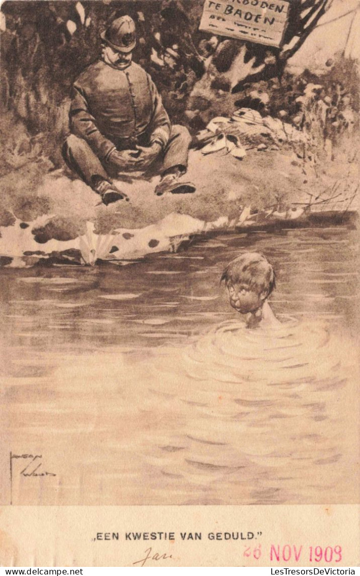 Illustrateur - Lawson Wood - Een Kwestie Van Geduld - Enfant Dans L'eau - Carte Postale Ancienne - Wood, Lawson