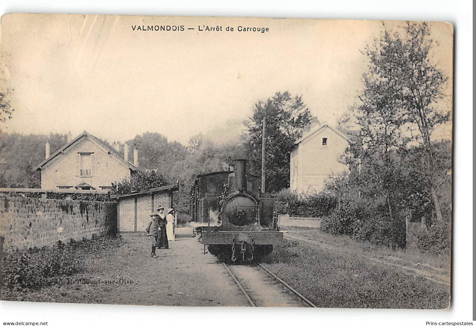 CPA 95 Valmondois L'Arrêt De Carrouge Tramway - Valmondois