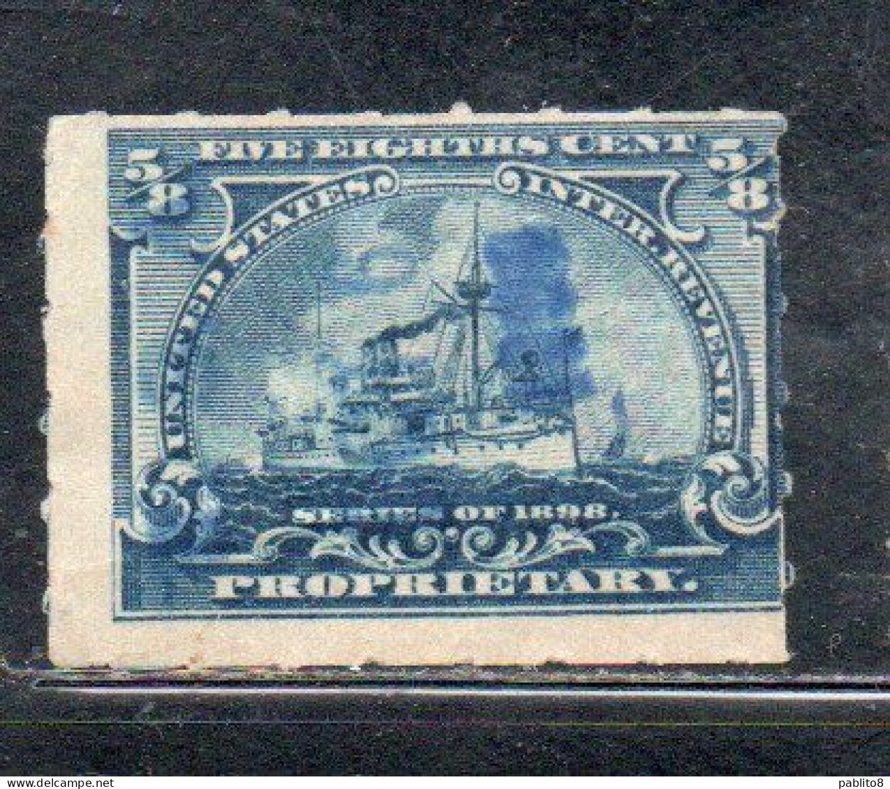 USA STATI UNITI 1898 REVENUE STAMPS BATTLESHIP DOCUMENTARY CENT. 5/8c MH - Unused Stamps