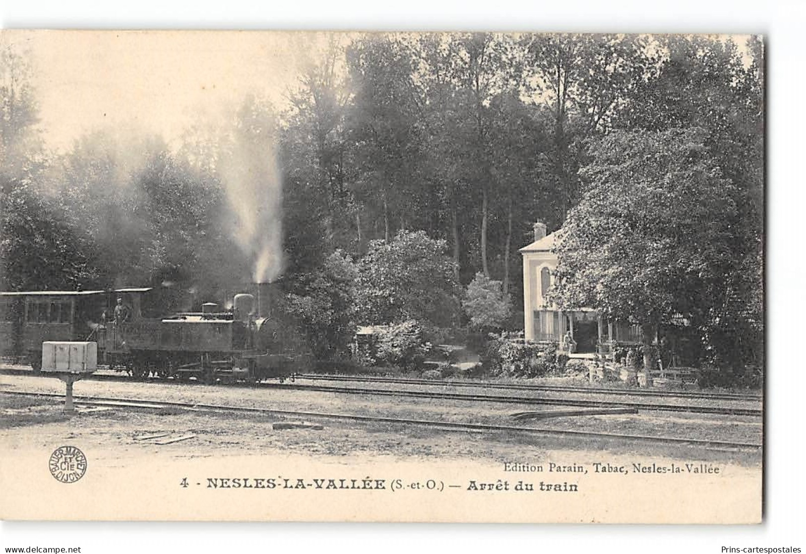 CPA 95 Nesles La Vallée Arrêt Du Train Tramway - Nesles-la-Vallée