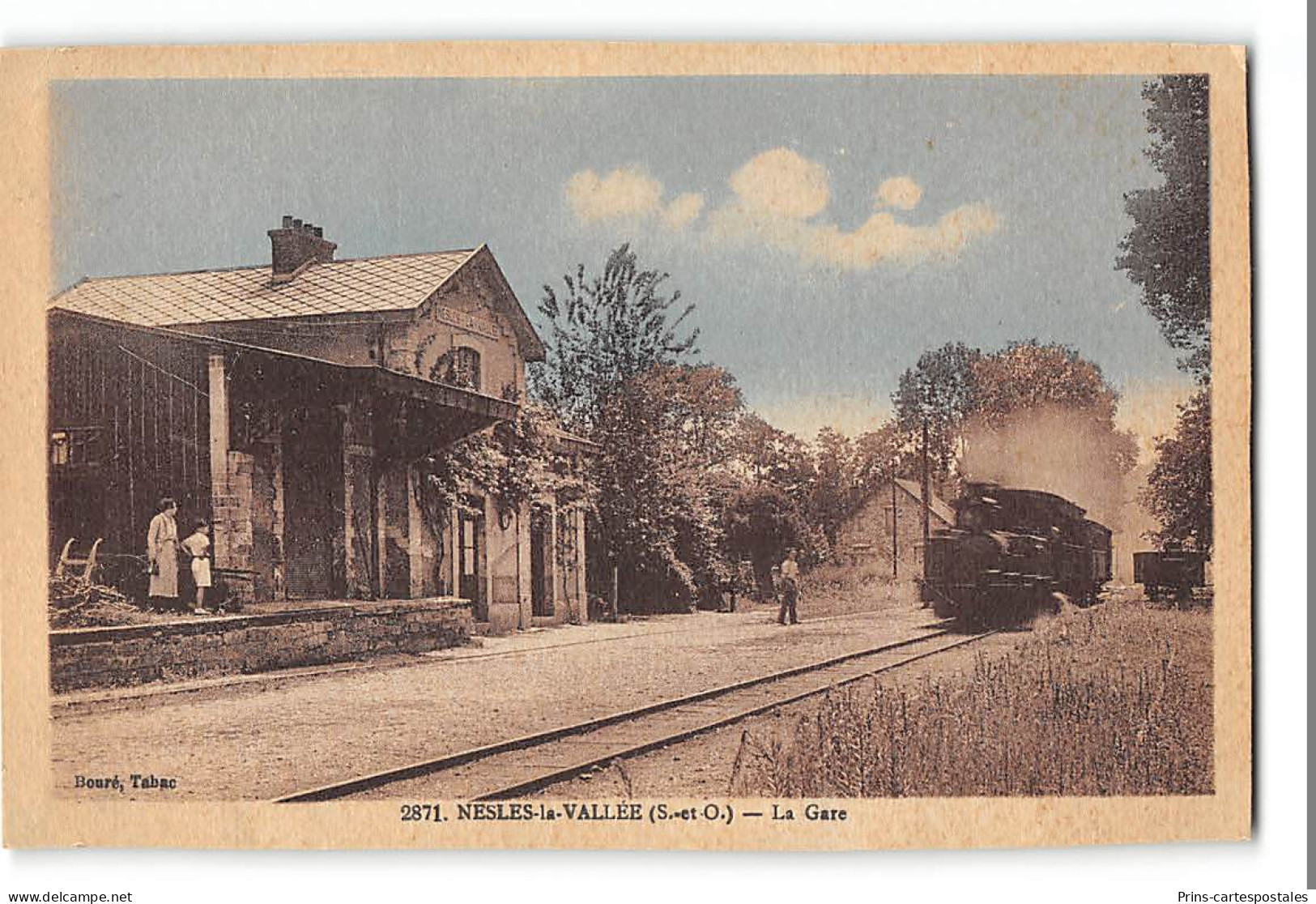 CPA 95 Nesles La Vallée La Gare Train Tramway - Nesles-la-Vallée