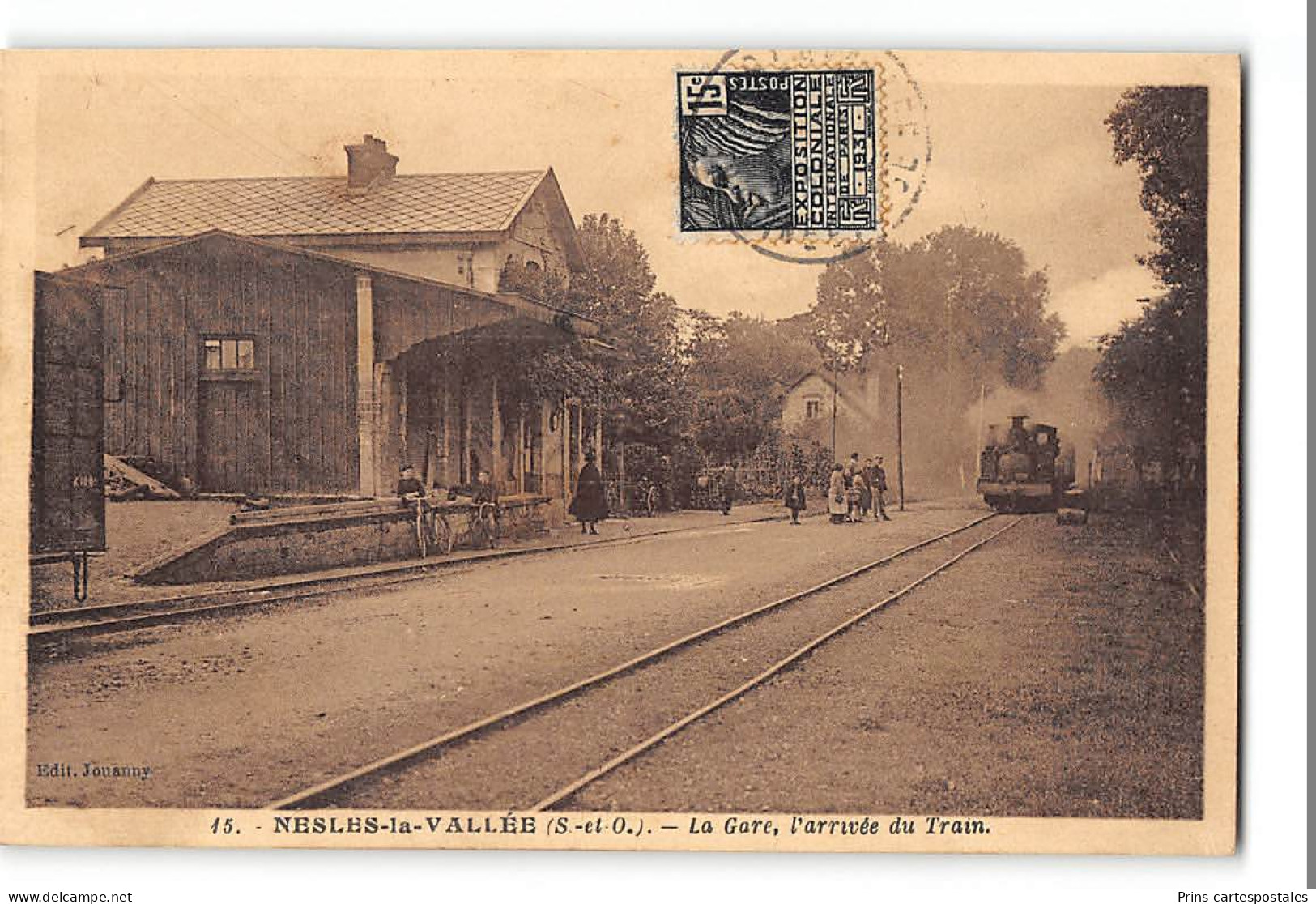 CPA 95 Nesles La Vallée La Gare Train Tramway - Nesles-la-Vallée