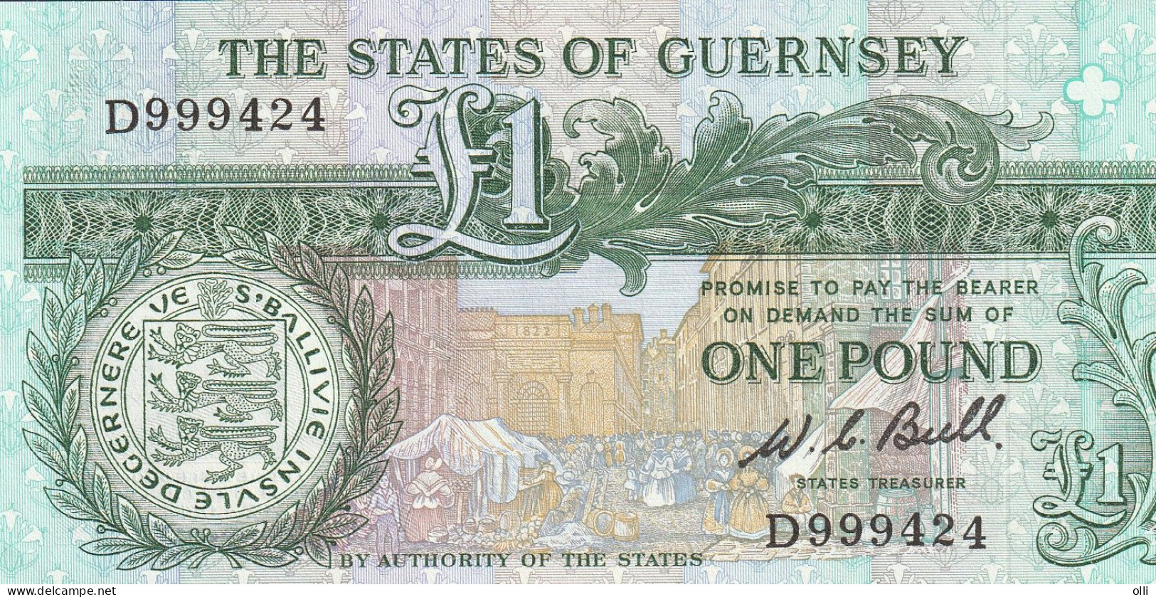 GUERNSEY -  1 Pound ND/1980 -1989 P-48a  UNC - Guernesey