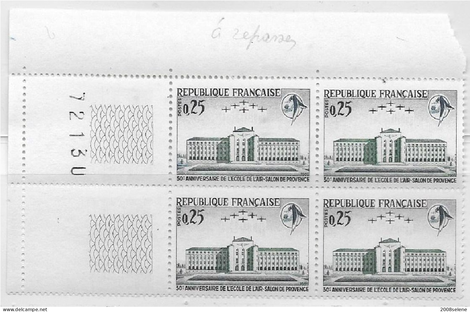 1966 Bloc De 4 Coin Numéroté ECOLE De L Air Neuf **N°1463 - 1960-1969