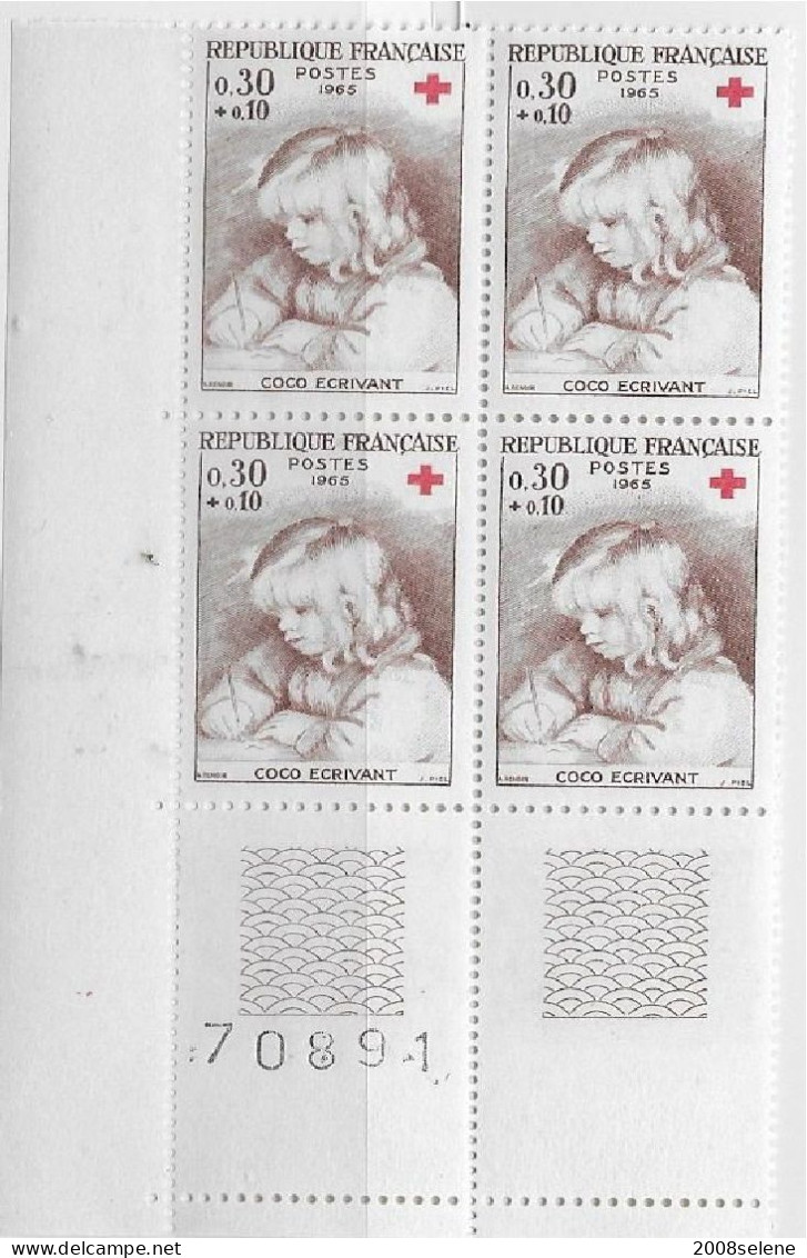 1966 Bloc De 4 Coin Numéroté Croix Rouge   Neuf ** N°1467 - 1960-1969