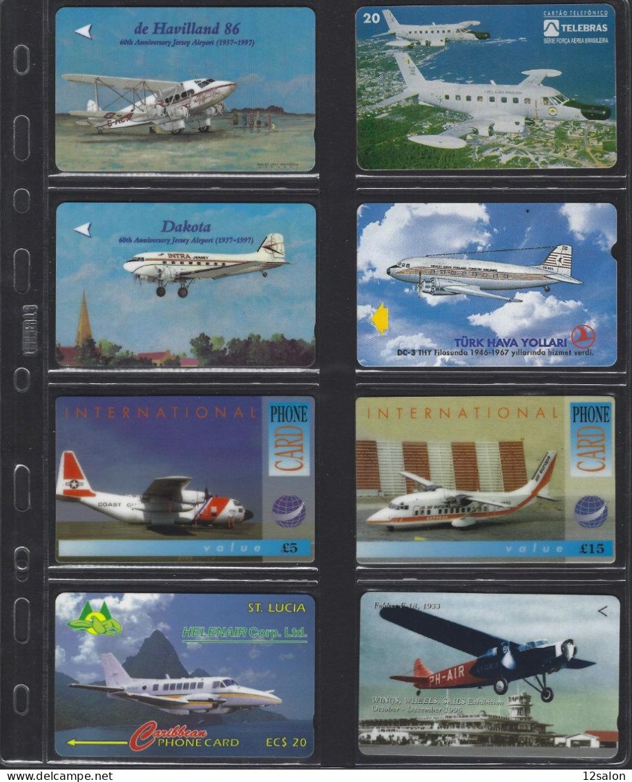 Télécartes Lot De 8 Cartes Thème AVION AVIATION PILOTE - Avions
