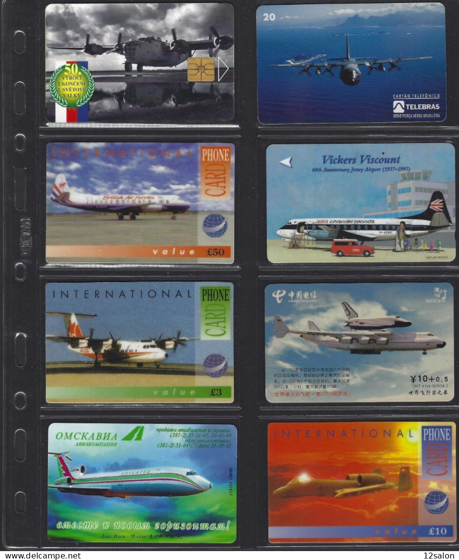 Télécartes Lot De 8 Cartes Thème AVION AVIATION PILOTE - Airplanes