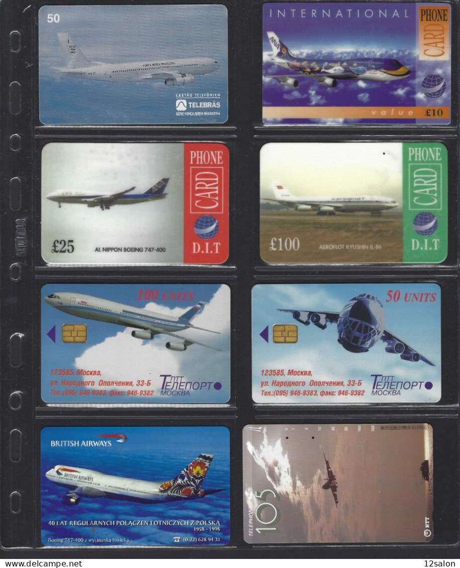 Télécartes Lot De 8 Cartes Thème AVION AVIATION PILOTE - Flugzeuge