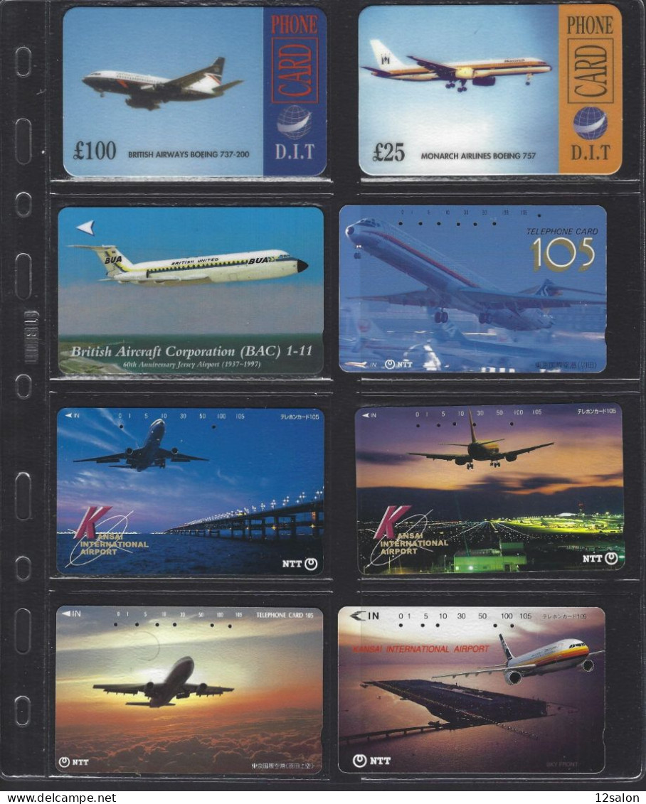 Télécartes Lot De 8 Cartes Thème AVION AVIATION PILOTE - Airplanes