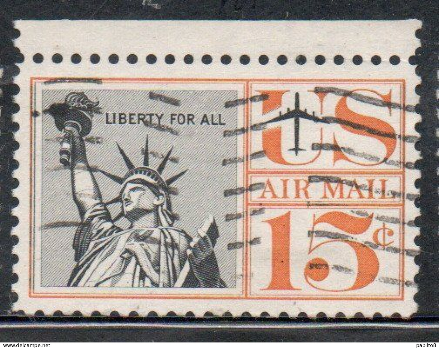 USA STATI UNITI 1959 1967 AIRMAIL AIR MAIL POSTA AEREA STATUE OF LIBERTY STATUA DELLA LIBERTÀ CENT 15c USED USATO - 3a. 1961-… Usati