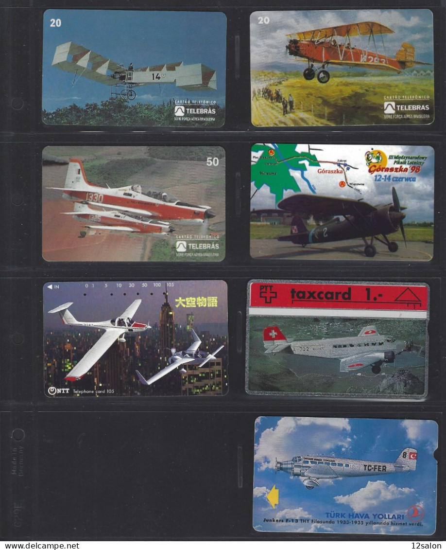 Télécartes Lot De 7 Cartes Thème AVION AVIATION PILOTE - Aviones