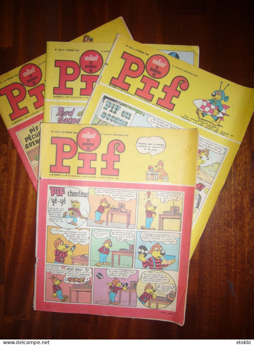 Lot Des 4 Derniers "Vaillant Le Journal De Pif" Avant Le Changement De Titre En "Pif Gadget"  : 1235 1236 1237 1238 - Vaillant