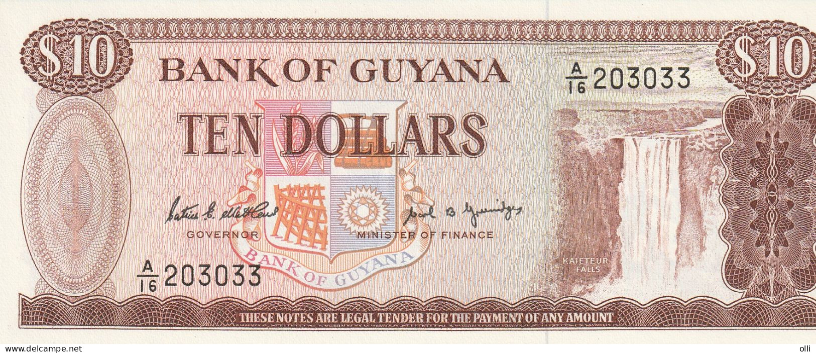 GUYANA 10 DOLLARS ND/1989 P-23d UNC - Guyana