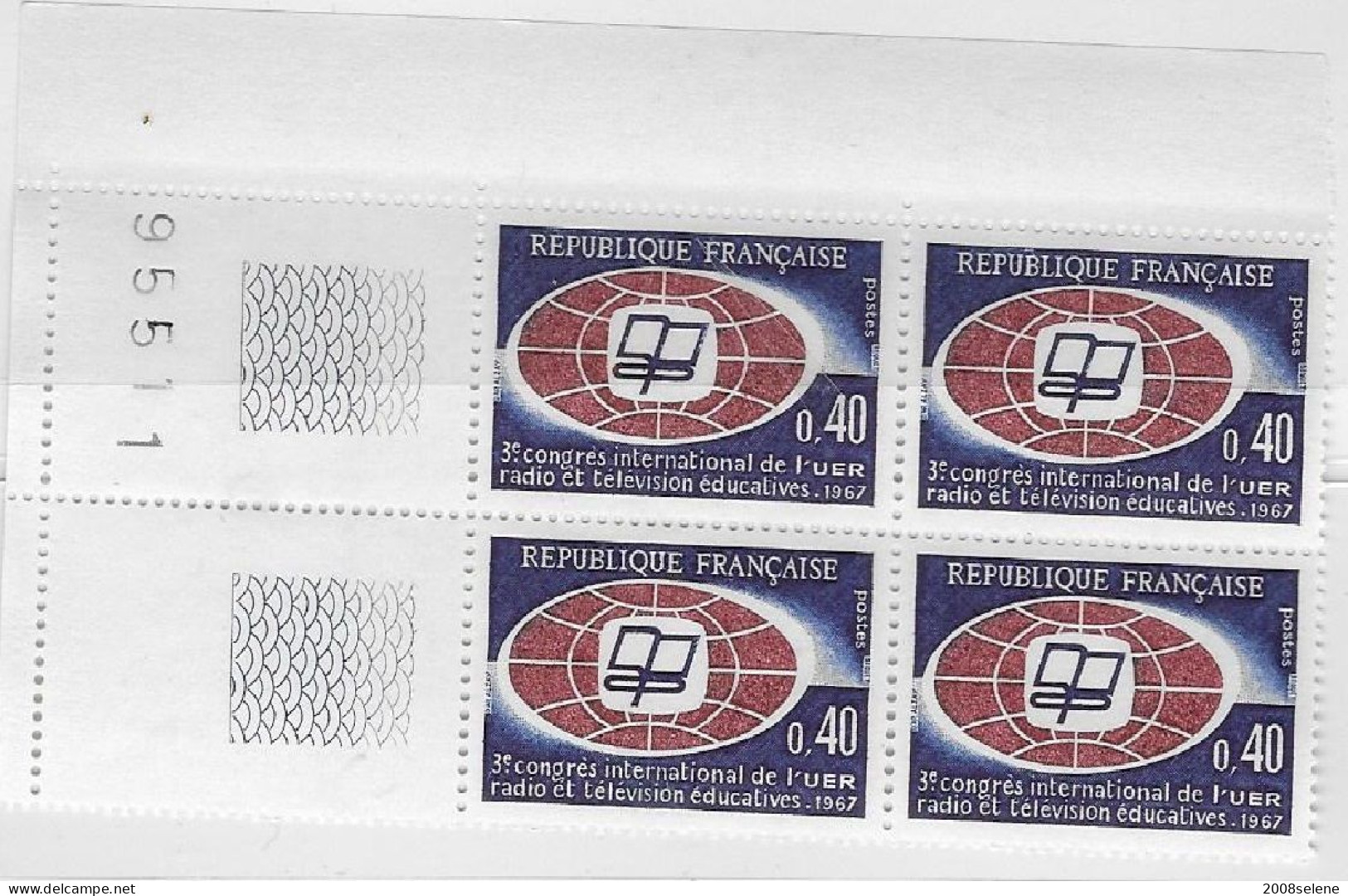 1967 Bloc De 4 Coin Numéroté Radiodiffusion Neuf ** N°1515 - 1960-1969