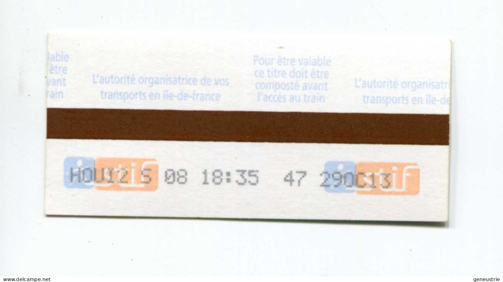 Ticket De Train - Métro - RER Bus Paris "Contremarque De Passage - Gare De Houilles" Transportation Ticket - SNCF - RATP - Europe