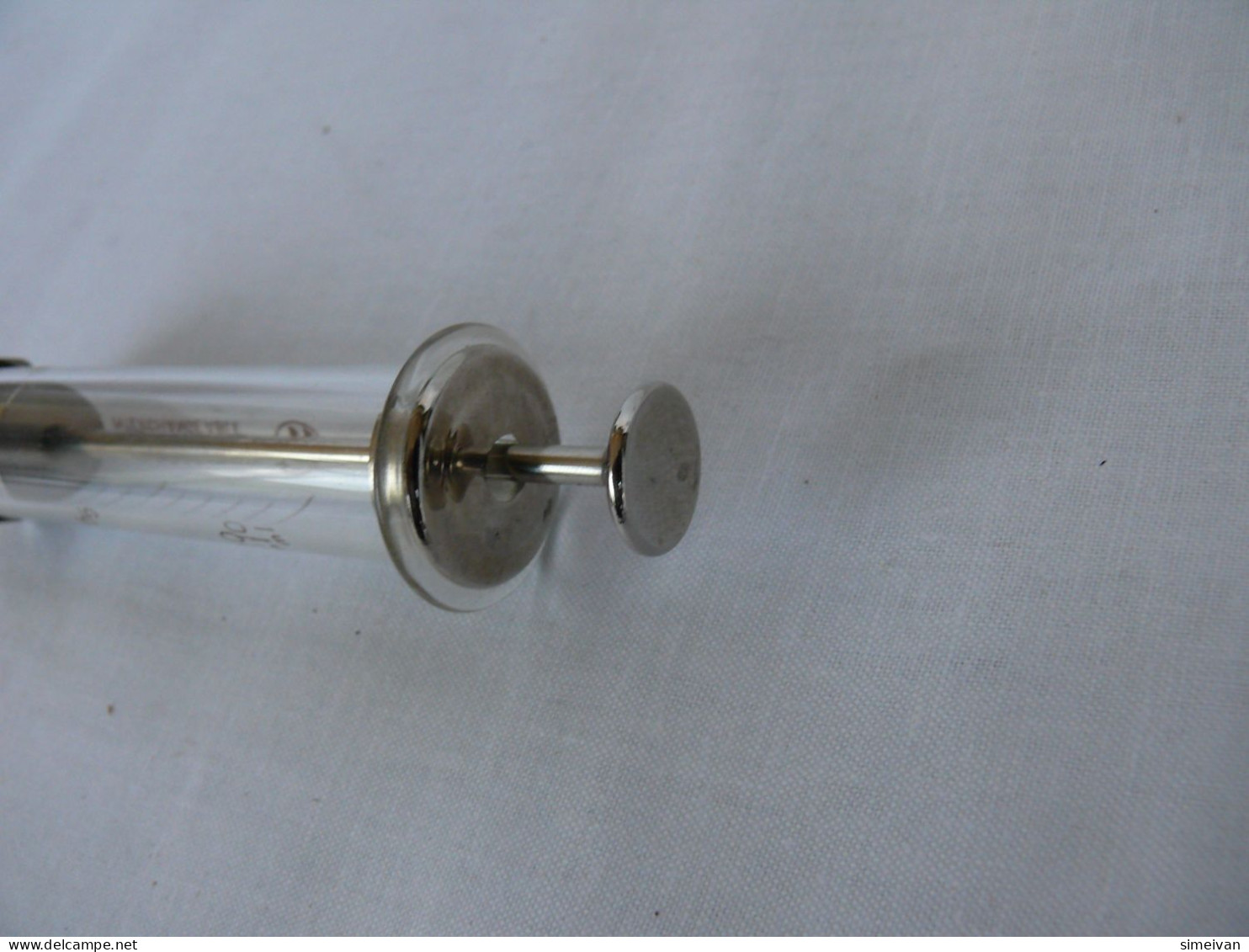 VINTAGE INTERCHANGEABLE CHIRANA SYRINGE GLASS & BRASS 10ml 10cc #2110 - Medisch En Tandheelkundig Materiaal