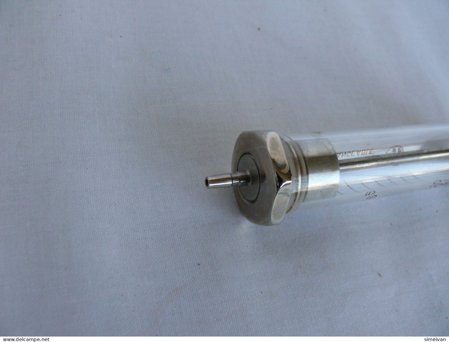 VINTAGE INTERCHANGEABLE CHIRANA SYRINGE GLASS & BRASS 10ml 10cc #2110 - Medical & Dental Equipment