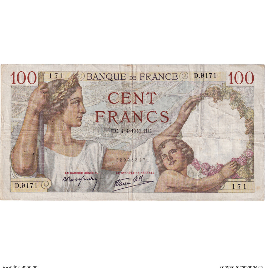 France, 100 Francs, Sully, 1940, D.9171, TB+, Fayette:26.26, KM:94 - 100 F 1939-1942 ''Sully''