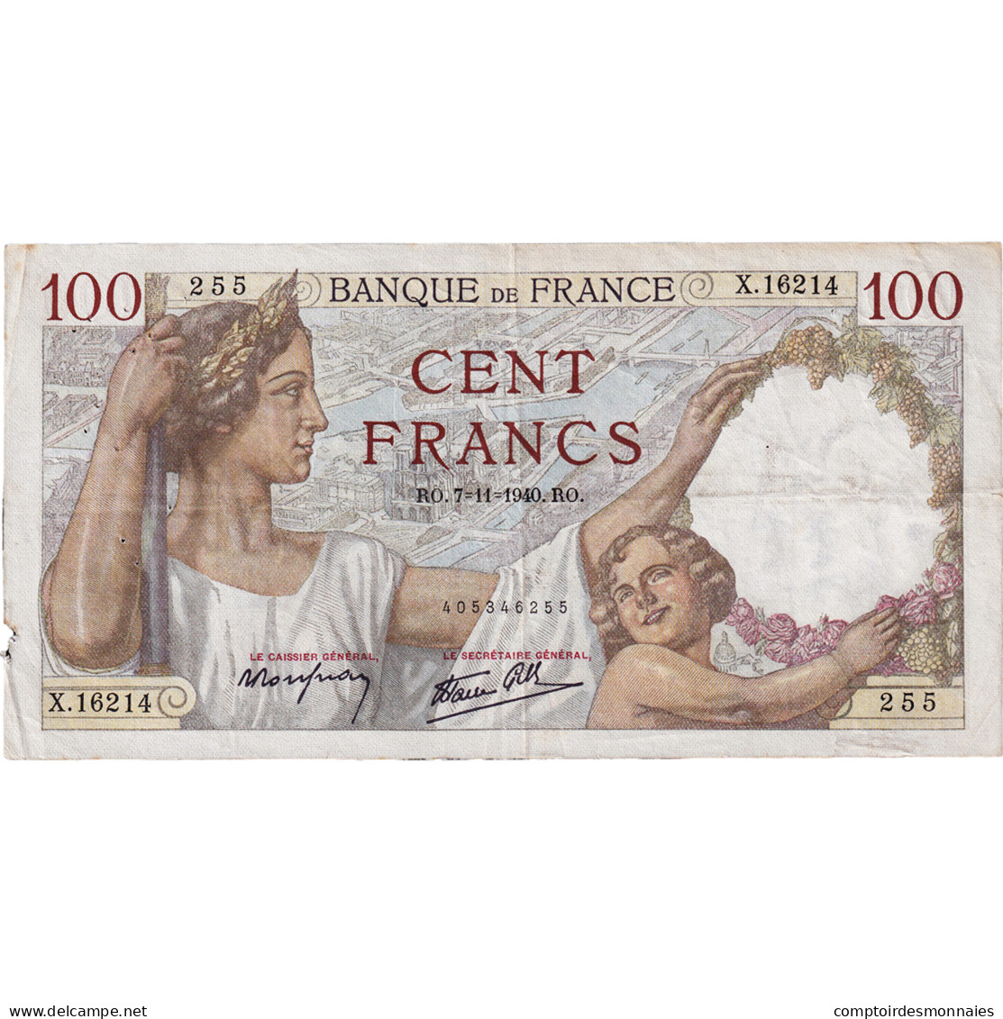 France, 100 Francs, Sully, 1940, X.16214, TB+, Fayette:26.40, KM:94 - 100 F 1939-1942 ''Sully''